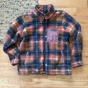 Columbia patterned teddy fleece zip up jacket